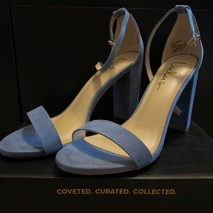 Blue Suede block heels